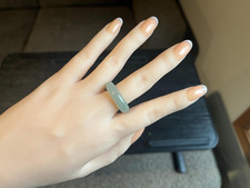 Type A Jadeite Ring US 7.5 Light Clear Water Green High Translucency Waxy Icy