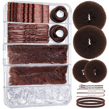 200 PCS Hair Bun Maker Set, 4 Pcs Hair Donuts, 10 Pcs Brown Hair Nets for Buns,