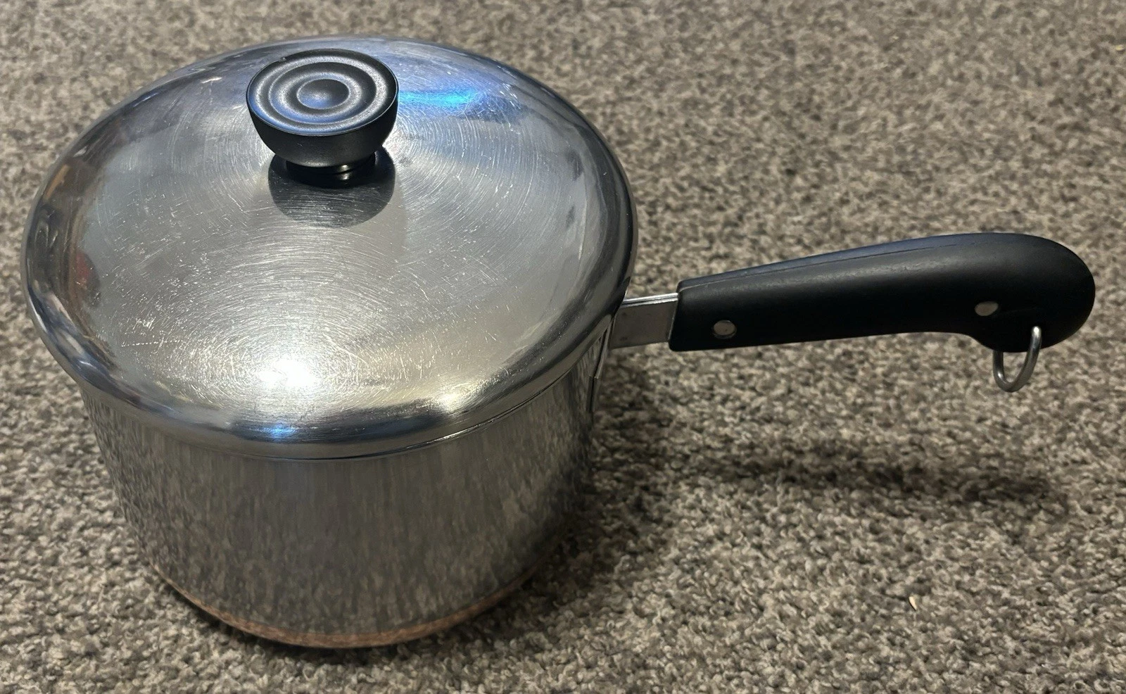 VTG Pre 1968 3 QT Dbl Ring Revere Ware SaucePan Pot With Lid SS w/Copper Bottom