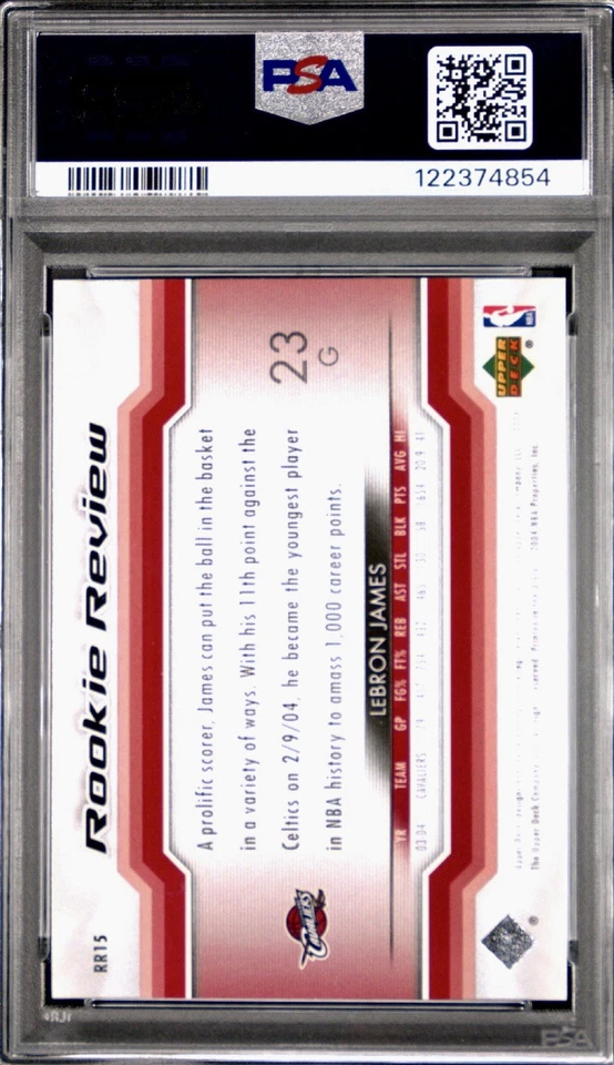 2004 Upper Deck Леброн Джеймс PSA 10 дебютант обзор голографический All Star #RR15 - POP 2! - Изображение 2 из 2
