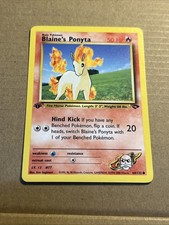 Pokemon Card Blaine's Ponyta 1st Edition Gym Challenge 64/132 1999 Vintage NM