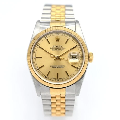 VINTAGE ROLEX DATEJUST 16233 AUTOMATIC WRISTWATCH 18K GOLD STAINLESS STEEL