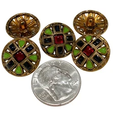 5PC Antiqued Bronze Green Large Decorative Shank Metal Button 20mm 3/4 Inch