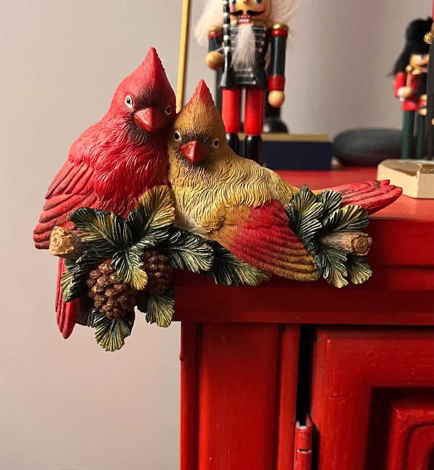 Par de cardenales vintage marco puerta esquina pared decoración placa Foto 2 de 4