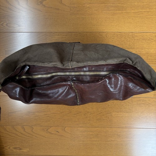 CAMPOMAGGI Italian Leather Canvas Shoulder Hobo Crossbody Large Bag Studded - Picture 9 of 19