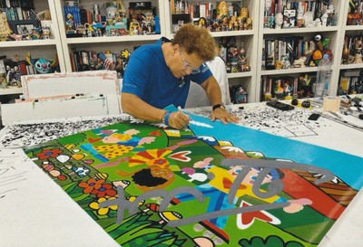 Romero Britto handsigniertes 6x4 inch Foto Künstler Pop Art bitte Beschreibung lesen