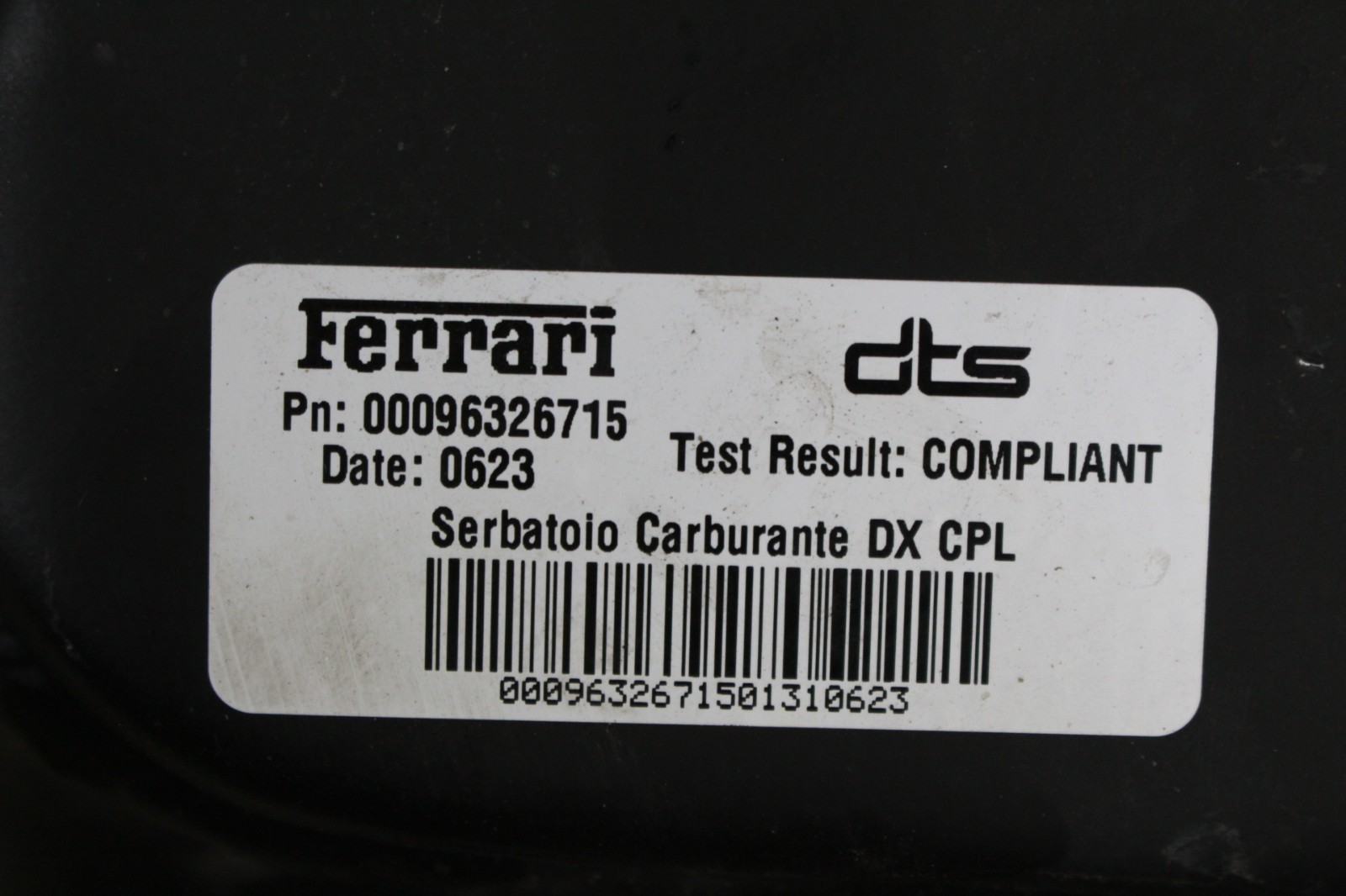 Ferrari 296 GTB, RH, Right, Fuel Tank, Used, P/N 963266