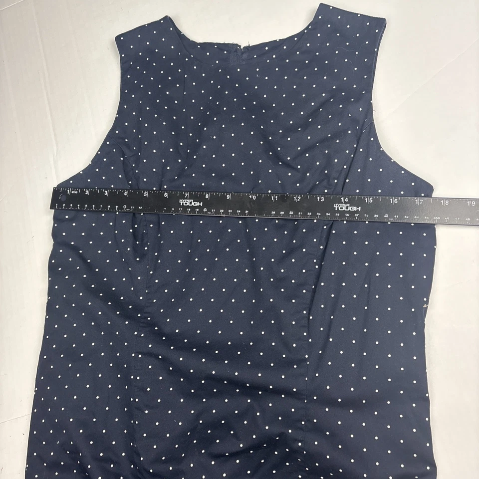 Vestido mediano para mujer Merona azul marino blanco a lunares sin mangas mini ajustado Foto 4 de 4