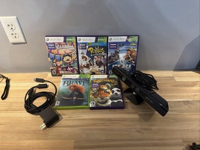 Microsoft Xbox 360 Kinect Motion Sensor Bar Black & 5 games - Bundle