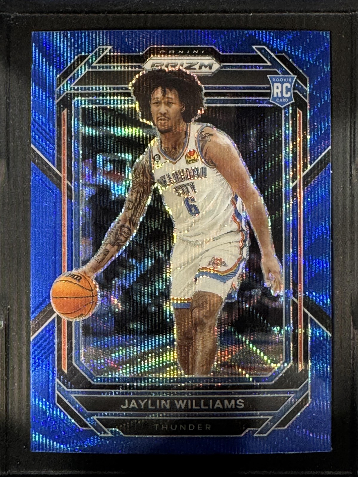 2022-23 Panini Prizm Prizms Blue Wave #247 Jaylin Williams Oklahoma City Thunder