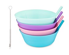 Cereal Bowls with Straws for Kids Childrens Bowls with Straw Built in for Kid...