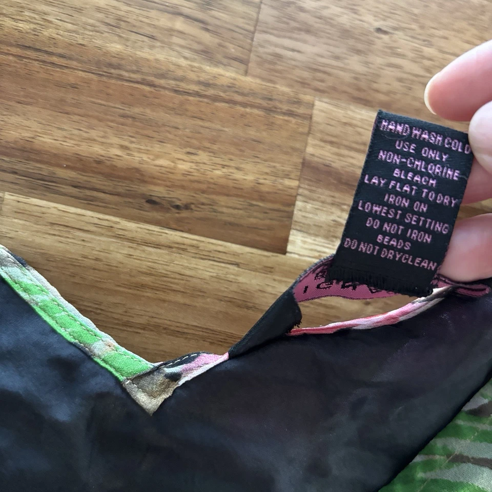 Y2K Signature By Robbie Bee Floral Animal Print Silk Dress Fairy Size 8 Beaded - Image 4 of 4