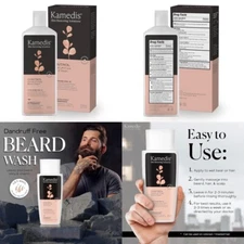 KAMEDIS Beard Wash Men Dandruff Free Flake-Free Ultimate Beard Wash 6.7 Exp8/25