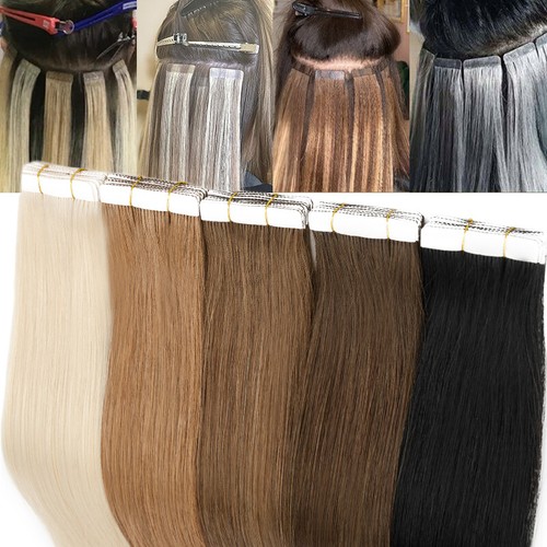 CLEARANCE 8A Curly Tape In Real Remy Human Hair Extensions Skin Weft Mix Colour - Bild 22 von 58