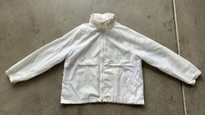 Vintage Pacific Trail White Nylon Vented Hidden Hood Windbreaker Jacket Size L