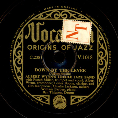 ALBERT WYNN'S CREOLE JAZZ BAND Down by the Levee/ Parkway  Schellackplatte X3795