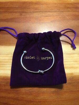 Violet Harper Silver Plated Knot Bangle Bracelet Brand New With Purple Pouch
