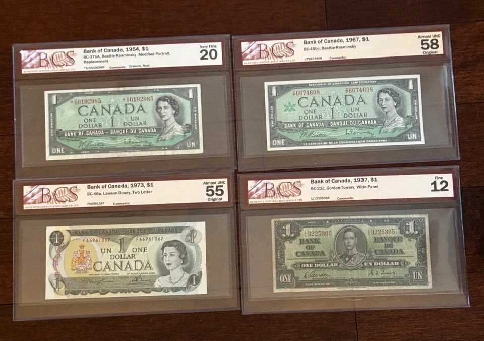 1973 CANADA ONE DOLLAR BILL BCS GRADED ALMOST UNCIRCULATED 55 - Image 3 of 3