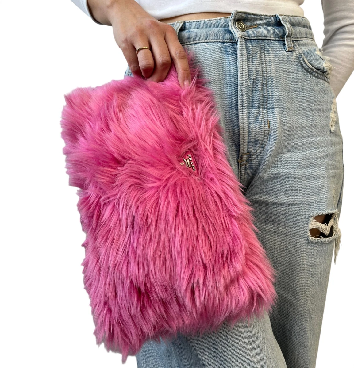 Prada Furry Mini Bag in Pink