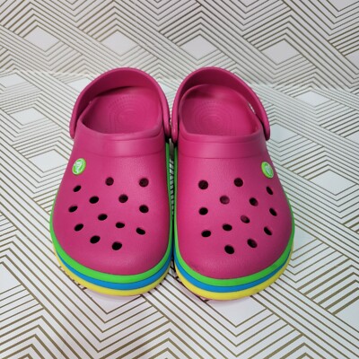 Crocs Ciabatta Paradise Pink Rainbow Band Retired Size 7  display picture 1