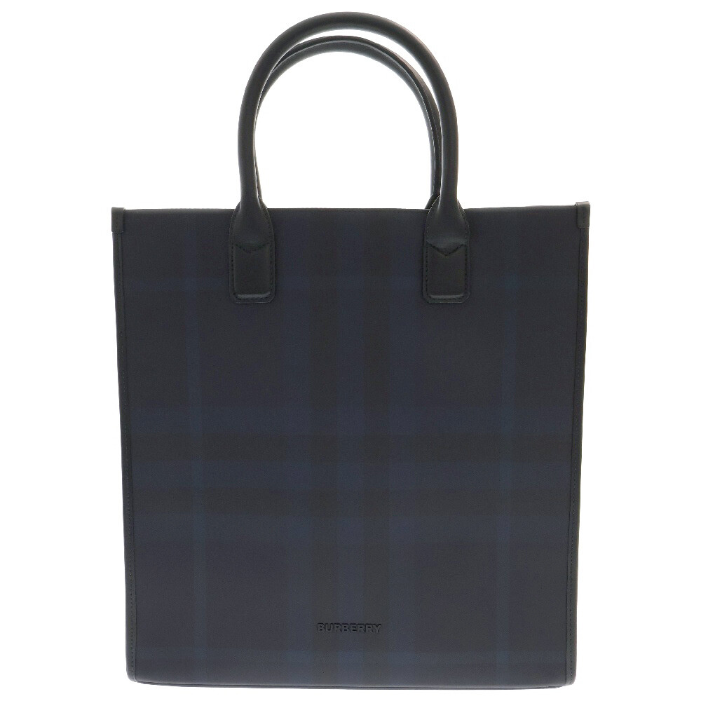 BURBERRY Vertical Denny Tote Bag Burberry Check All over Pattern Leather Tote