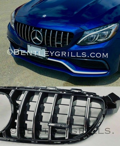 MERCEDES W205 CLASE C AMG 63 PARRILLA GT PANAMERICANA NEGRA/CROMADA C63 SOLAMENTE - Imagen 2 de 5