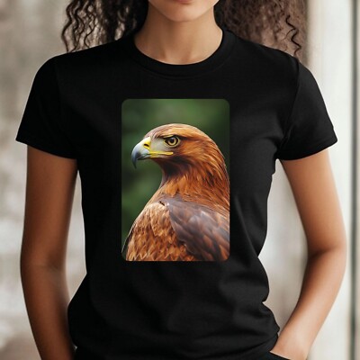 Women Eagle Realistic Motif Cotton T-Shirt Size XS to 3XL