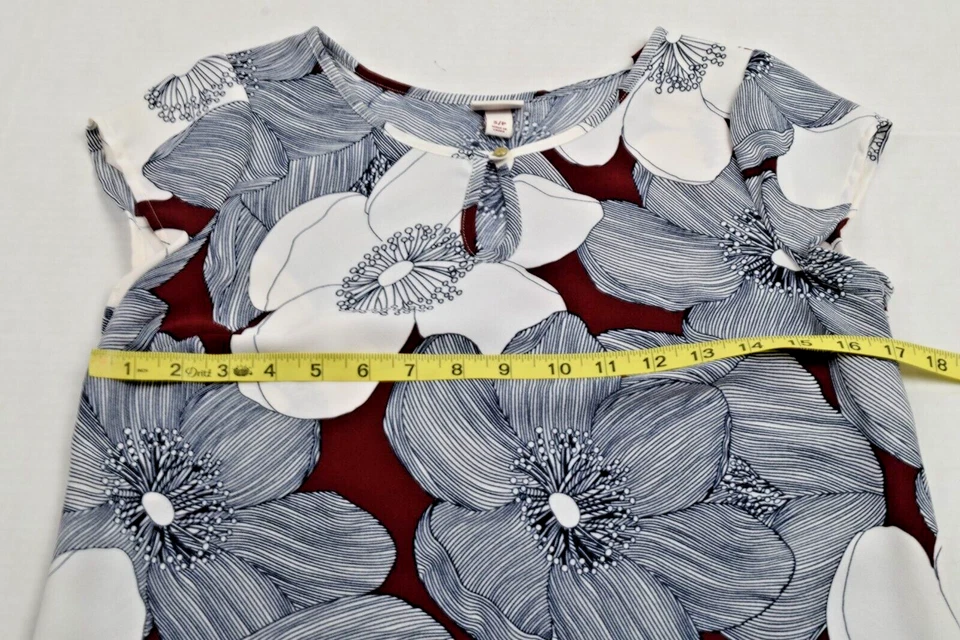 Dress Merona Size S Blue White Allover Floral On Mahogany Soft Poly Blend - Image 4 of 4