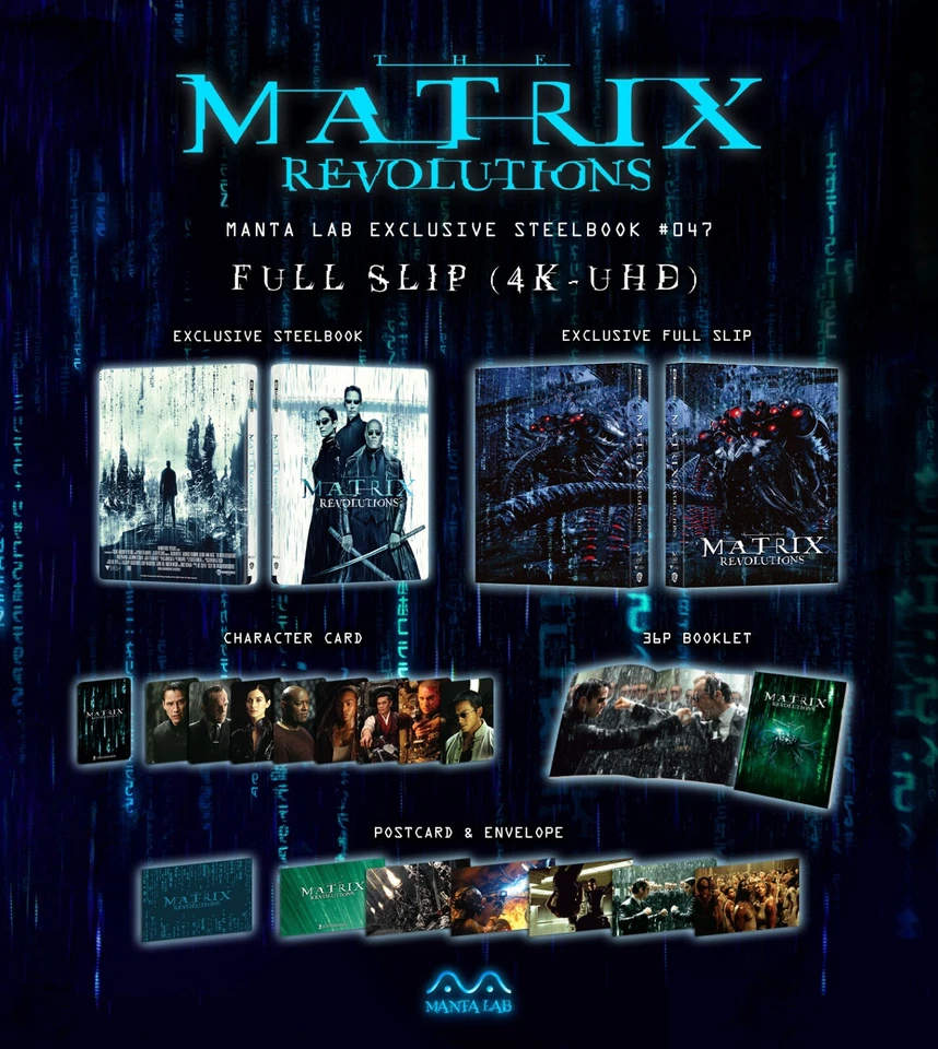 THE MATRIX 1-4 QUADRILOGY [4K+2D+BONUS] STEELBOOK FULL SLIP MANTA LAB - Image 4 of 4