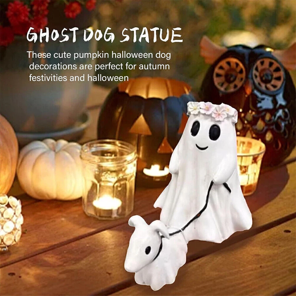 Goblin And Ghoul Ghost Walking Dog Espeluznante Fantasma Perro Navidad Estatuilla Halloween Foto 2 de 4