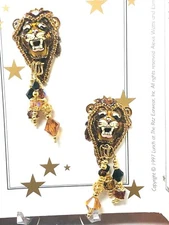 Divine Lunch At The Ritz Lyonnaise Enameled Figural Lion 1997 Vintage Earrings