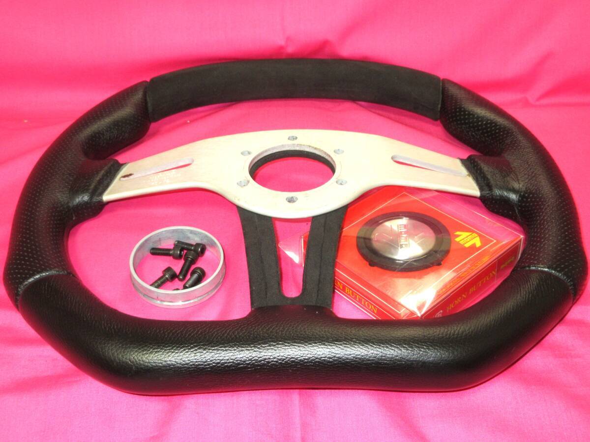 MOMO TREK Steering Wheel 35Φ Black Felt Leather Silver Spoke