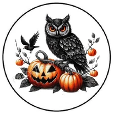 BLACK OWL PUMPKIN HALLOWEEN FALL ENVELOPE SEALS LABELS STICKERS PARTY FAVORS