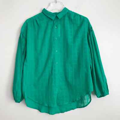 See U Soon Sz Small Green Collared Button Down Long Sleeve Blouse- Anthropologie