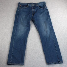 Levi's 505 Jeans Men's 36x30 Blue Bootcut Denim Dark Wash Cotton/Polyester