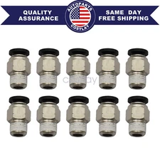1/4" OD Tube X 1/8" NPT Pneumatic Fitting, Push to Connect Air Fitting (Qty 10)
