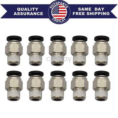 SOILLAR 1/4" OD Tube X 1/8" NPT Pneumatic Fitting, Push to Connect Air Fitting (Qty 10)