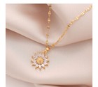 Women's Fashion Jewelry Gold Cubic Zircon Sunflower Pendant Necklace 1-96