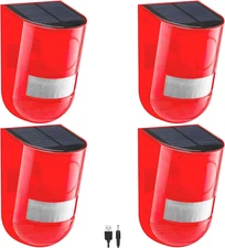 Solar Sound & Light Alarm Motion Sensor 110 Decibels Siren Sound Alert & 6Leds F