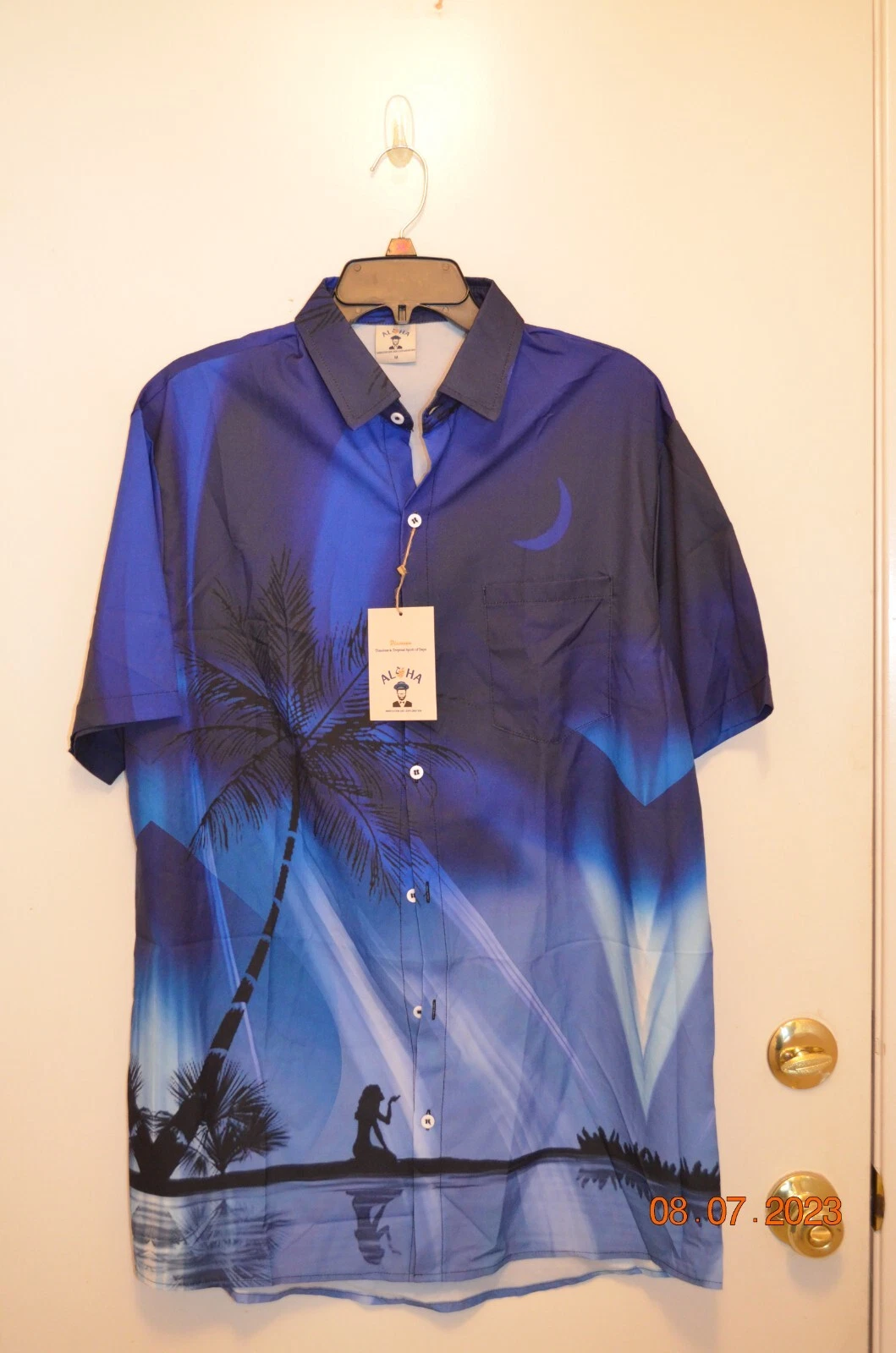 MOKALOHA MEN'S BLUE HAWAIIAN SHIRT - NEW - MEDIUM