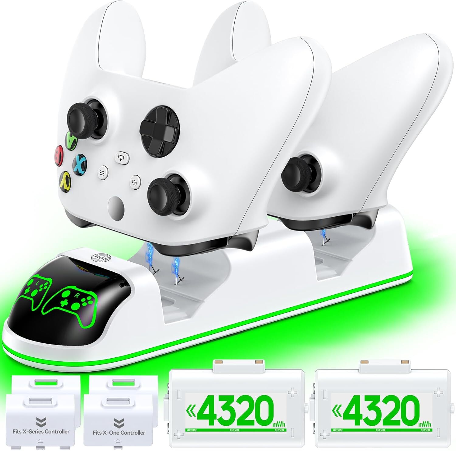 Xbox Series X S One Controller Charging Station with 2 High-Capacity 4320mWh Batteries  -image