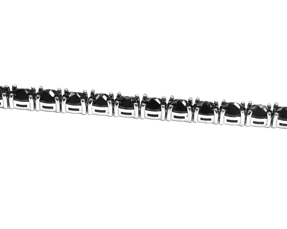 Pulsera de espinela negra natural de 6X4 mm de plata de ley 925 para tenis y mujeres joyas Foto 2 de 4