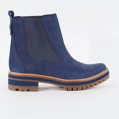 Womens Timberland Courmayeur Valley A254N Navy Leather Pull On Casual Boots