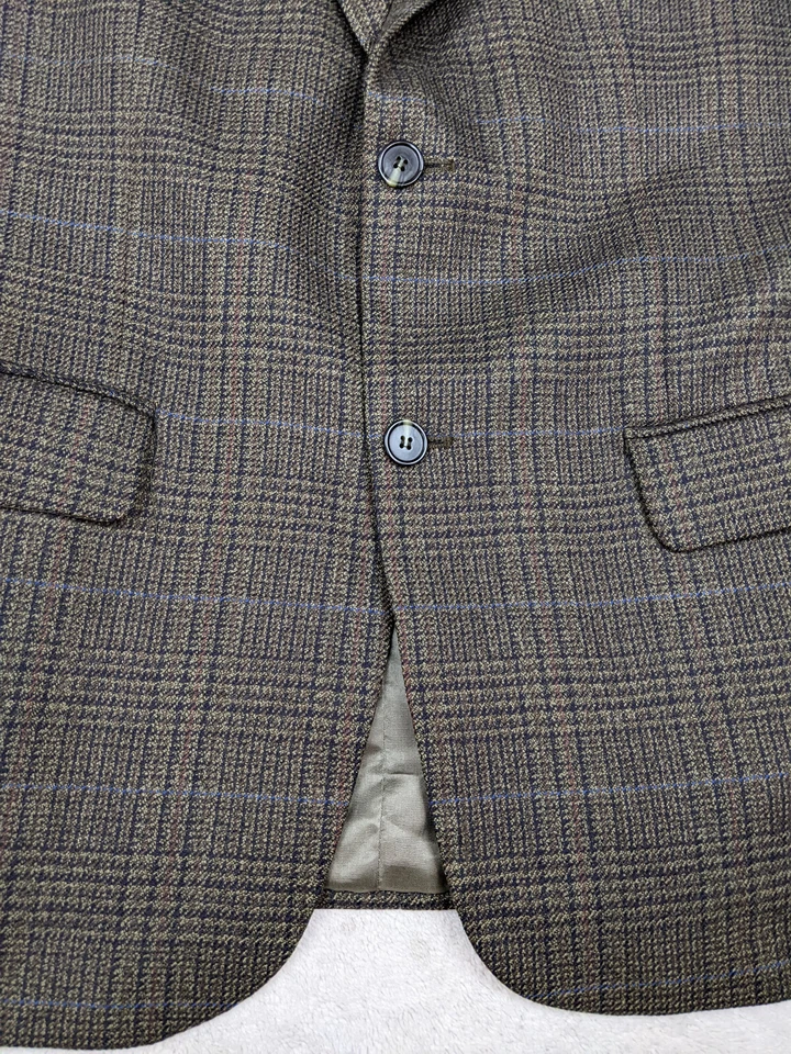 Chaqueta Blazer Chereskin Para Hombres 40R Beige Glen Check 100% Lana de Cordero Foto 3 de 4