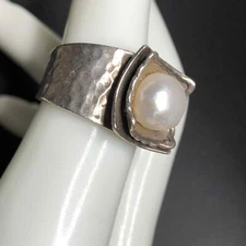 5221 Silpada 925 Sterling Silver Freshwater Pearl Ring R0898 size 6.5 (8.9g)