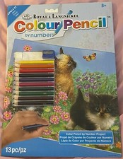 NEW Mini Color Pencil By Number Kit 5"X7"  Kittens - New