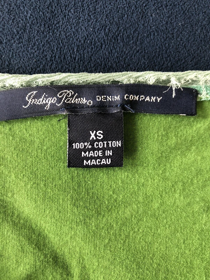 Camiseta sin mangas Indigo Palms Denim Company XS 100 % algodón verde con cuentas Foto 4 de 4