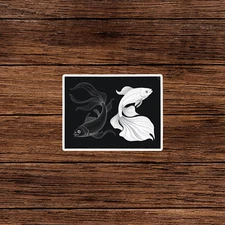 Elegant Black and White Koi Fish Sticker - Japanese Carp Yin Yang Design #1551