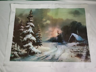 Winter Cabin in the Woods Painting/Print on Canvas Eugene Garin Artist