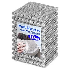 10 Pcs Multipurpose Wire Dishwashing Rag, 7.87" x 7.87" Non Scratch Wire Dish...